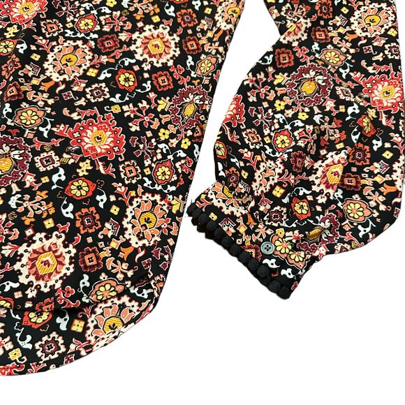 LOFT Womens floral black pinks red blouse size medium - Picture 2 of 6